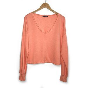 Abercrombie & Fitch Deep V-Neck Cropped Sweatshirt